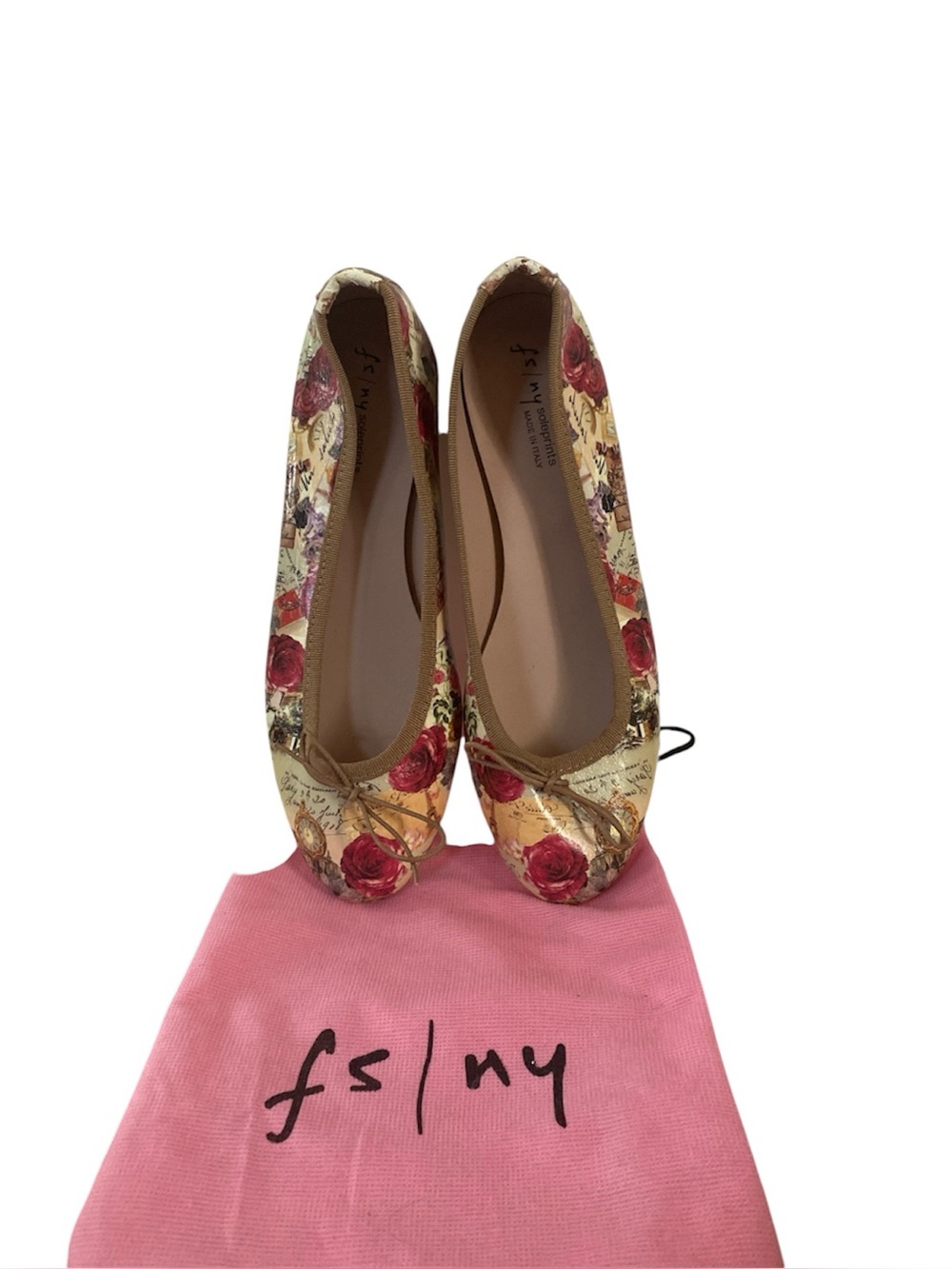 French Sole NY Floral Italian Leather Ballet Flats Size 9 BNWT
